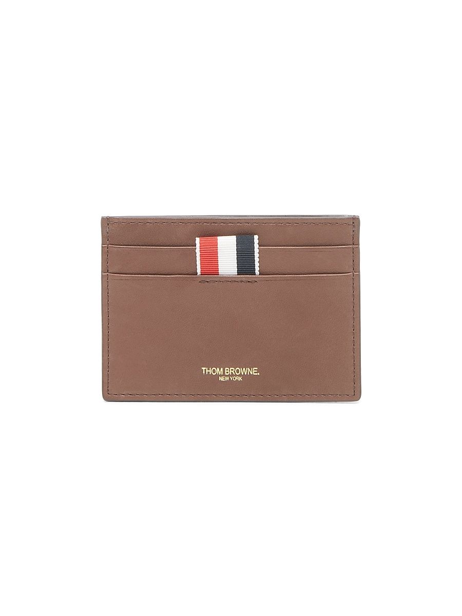 Men's Single Leather Card Holder - Dark Brown