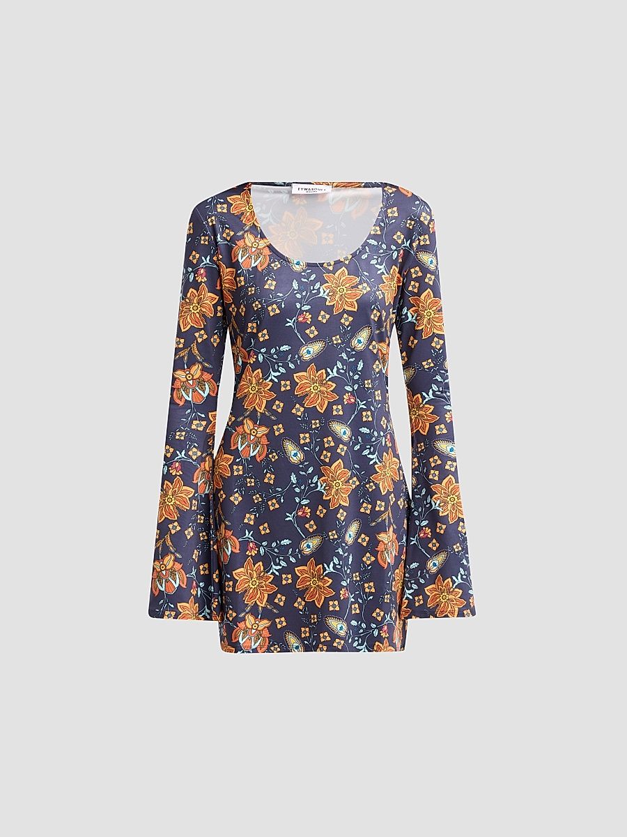 Women's Romy Floral Mini Dress - Indigo Wildflower - Size XL