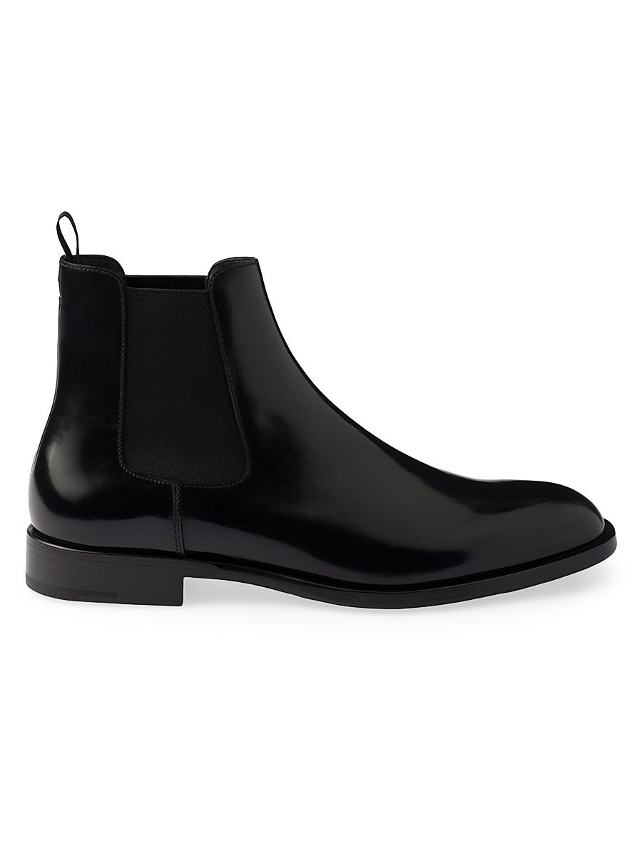 Men's Brushed Leather Chelsea Boots - Black - Size 11