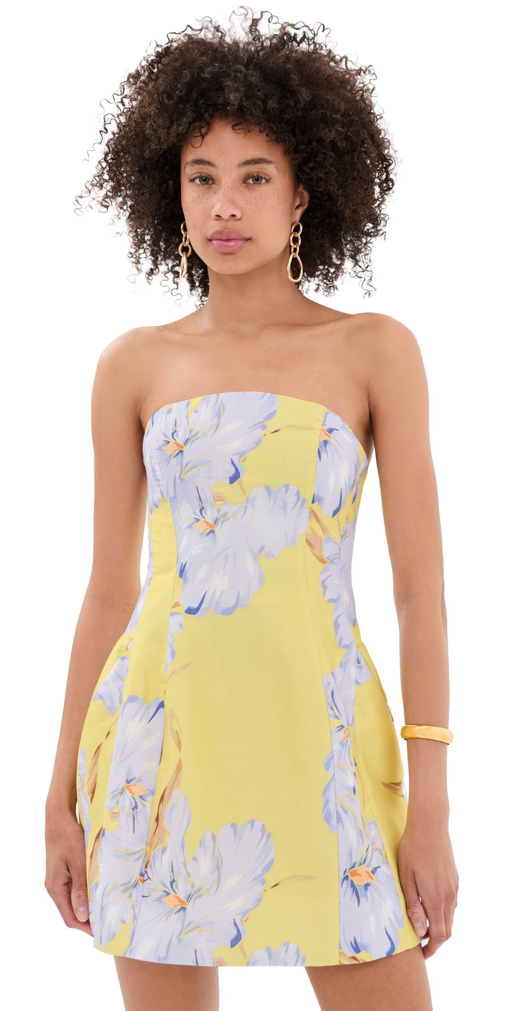 BARDOT Karoline Hour Glass Mini Dress Yellow Floral 12