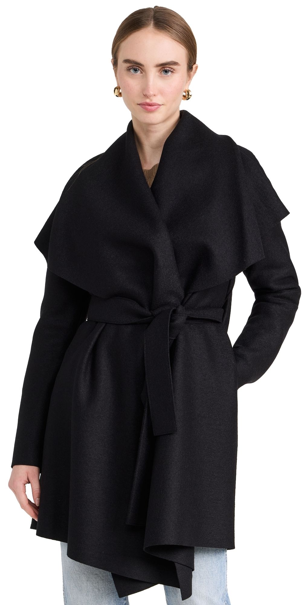 Harris Wharf London Blanket Coat Pressed Wool Black 48