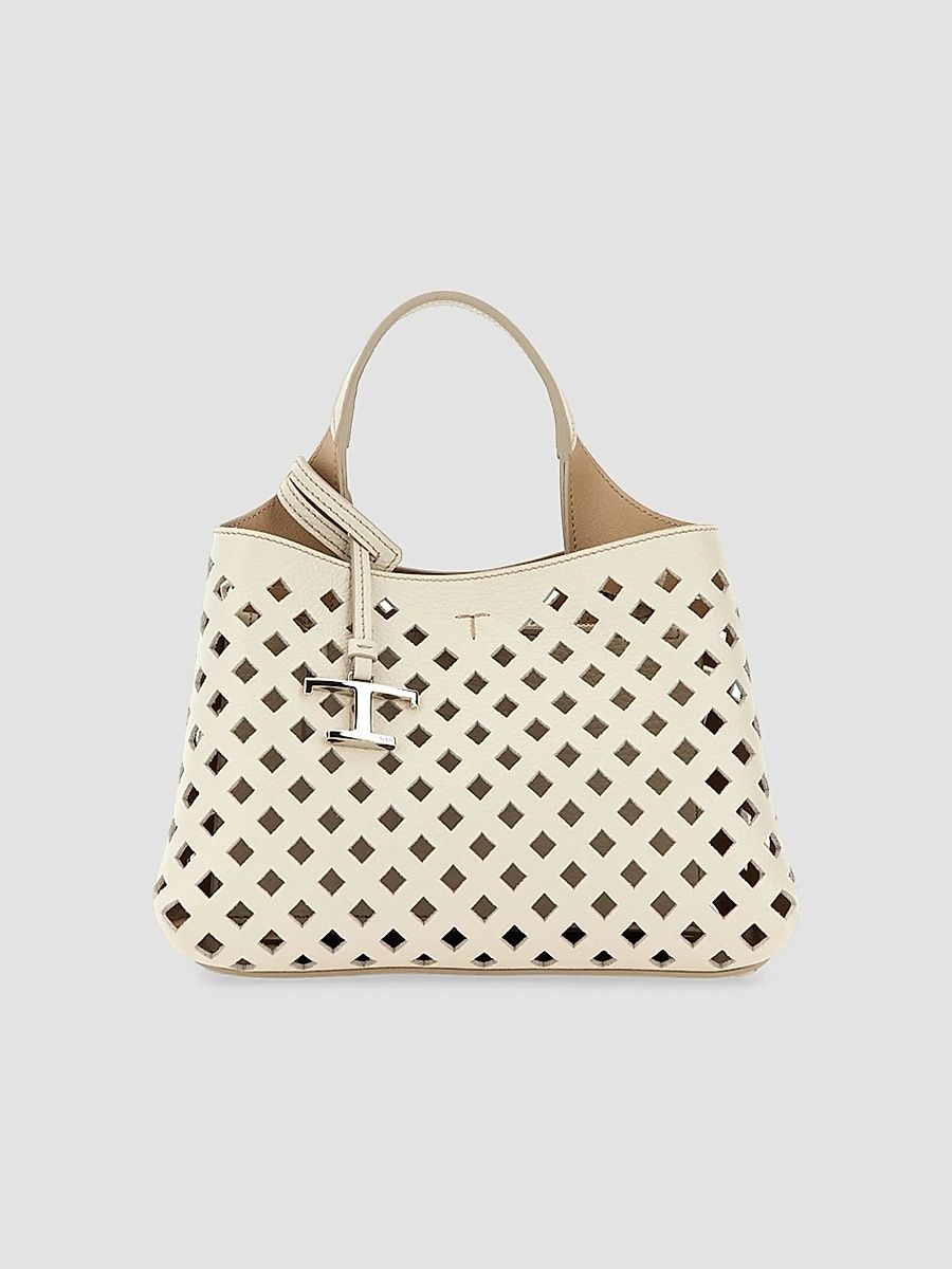 Tod's Women's Micro Perforated Leather Top Handle Bag - Bianco Natural