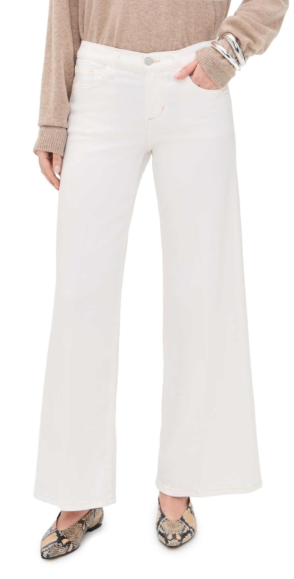 Joe's Jeans The Lou Lou Low Rise Wide Leg Petite Jeans White 30