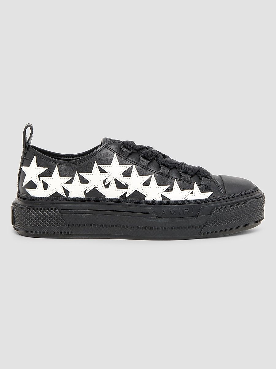 Men's Stars Court Leather Low-Top Sneakers - Black - Size 7