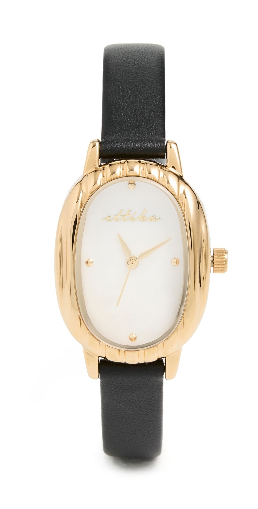 Ettika Timeless Texture Leather Watch Black One Size