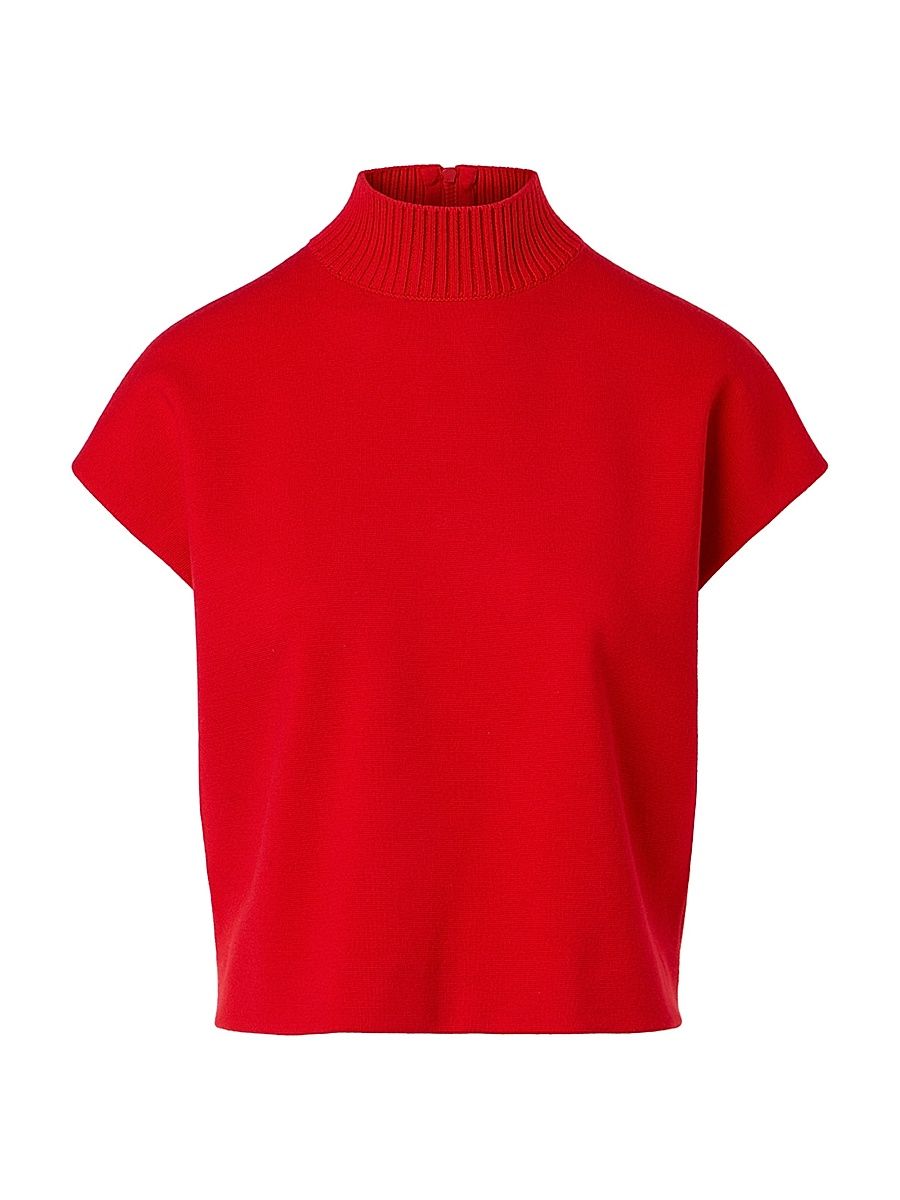 Women's Turtleneck Wool Sweater - Bright Red - Size 16
