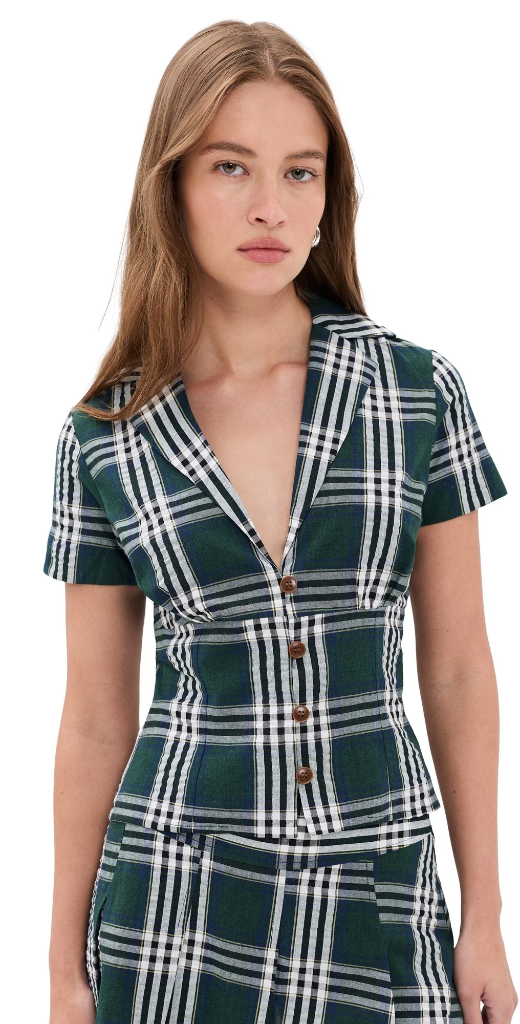 Rowing Blazers Plaid Cotton Little Button Down Shirt Green L