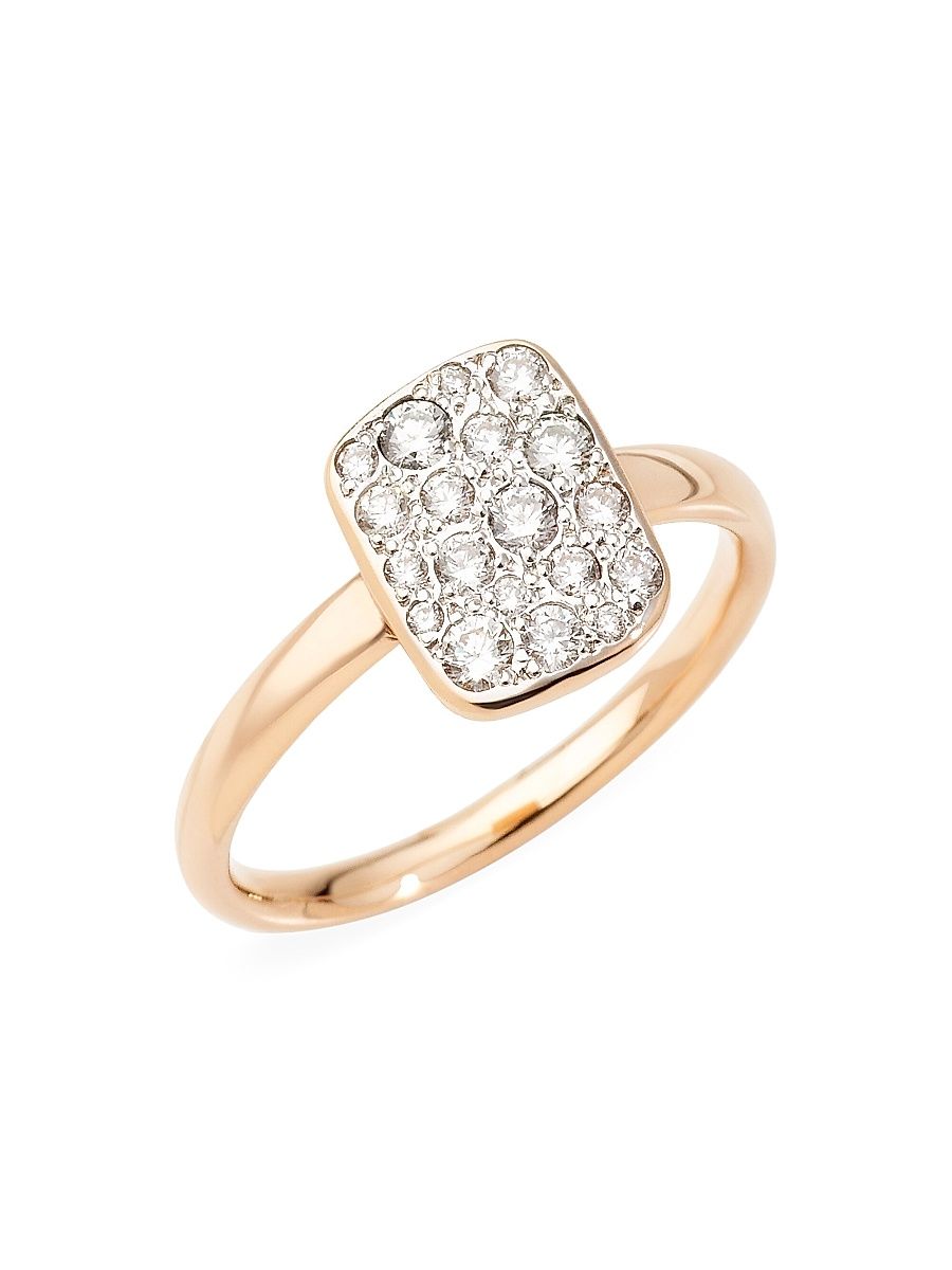 Women's Sabbia 18K Rose Gold & Diamond Rectangular Ring - Rose Gold - Size 6