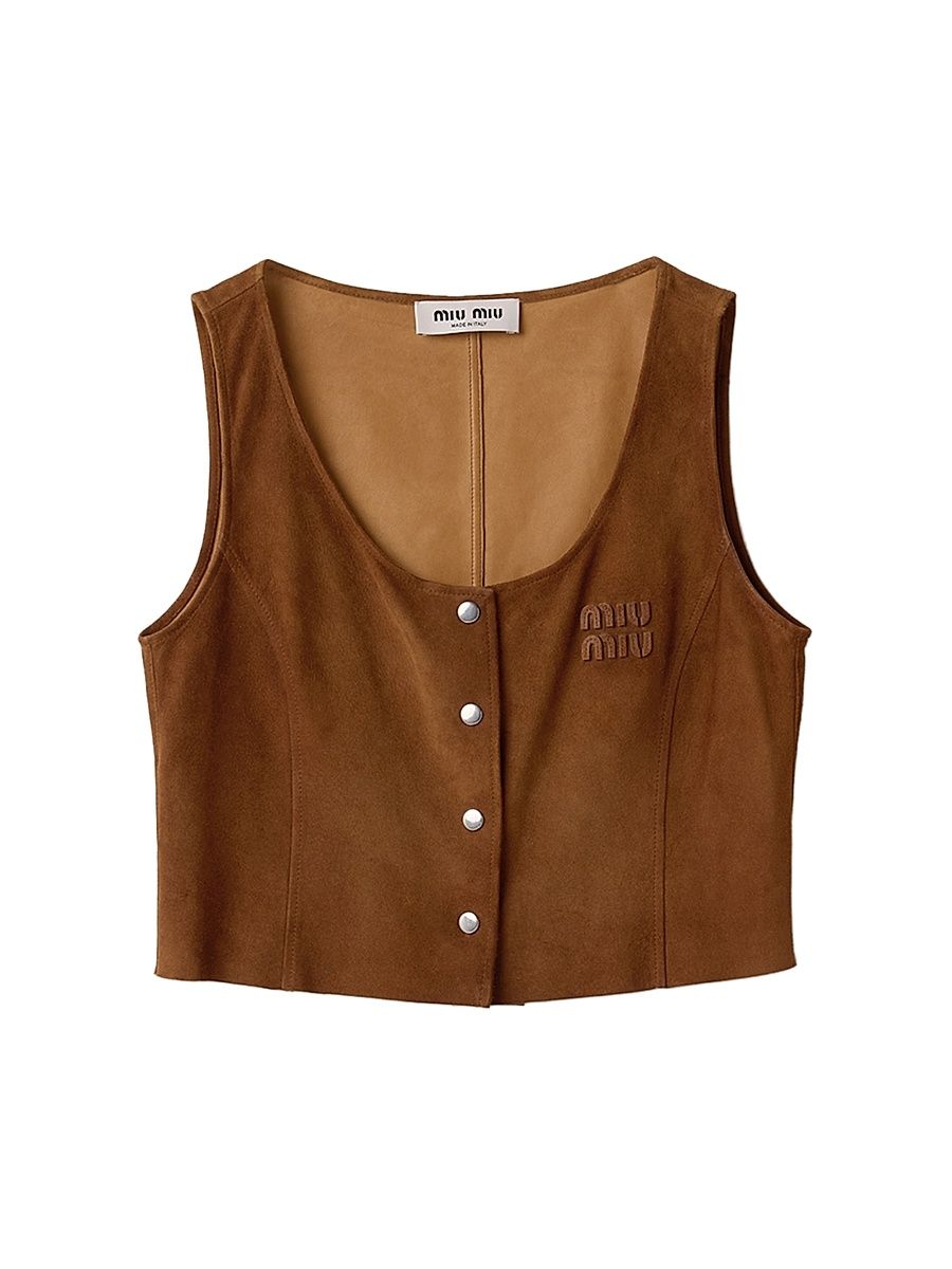 Women's Waxed Suede Top - Brown - Size 2