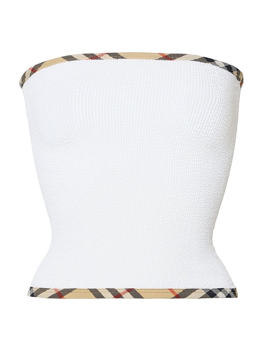 Women's Devyn Check Trim Swim Skirt/Tube Top - White