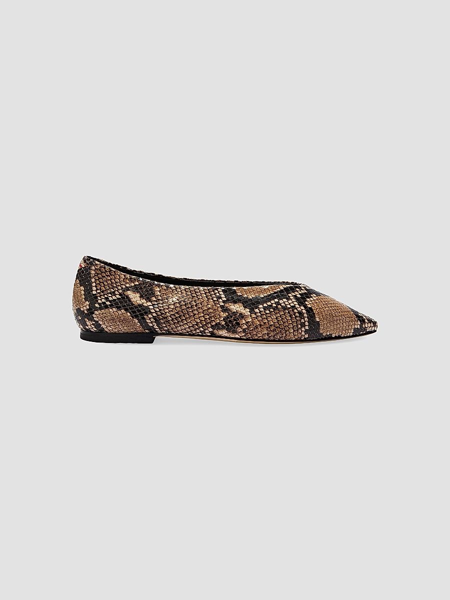 Aeyde Women's Betty Snake-Embossed Leather Flats - Hazelnut - Size 5