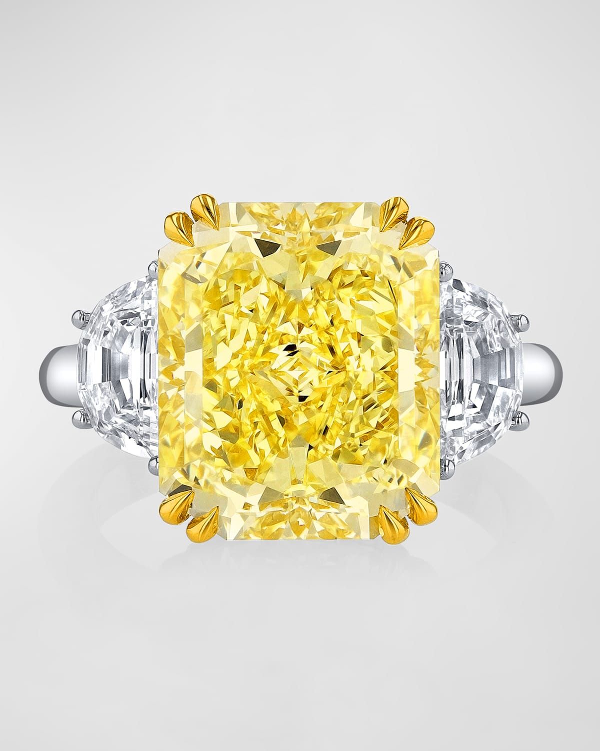 Yellow Radiant Cut Three Stone Diamond Ring, 9.72tcw (Size 6.5)