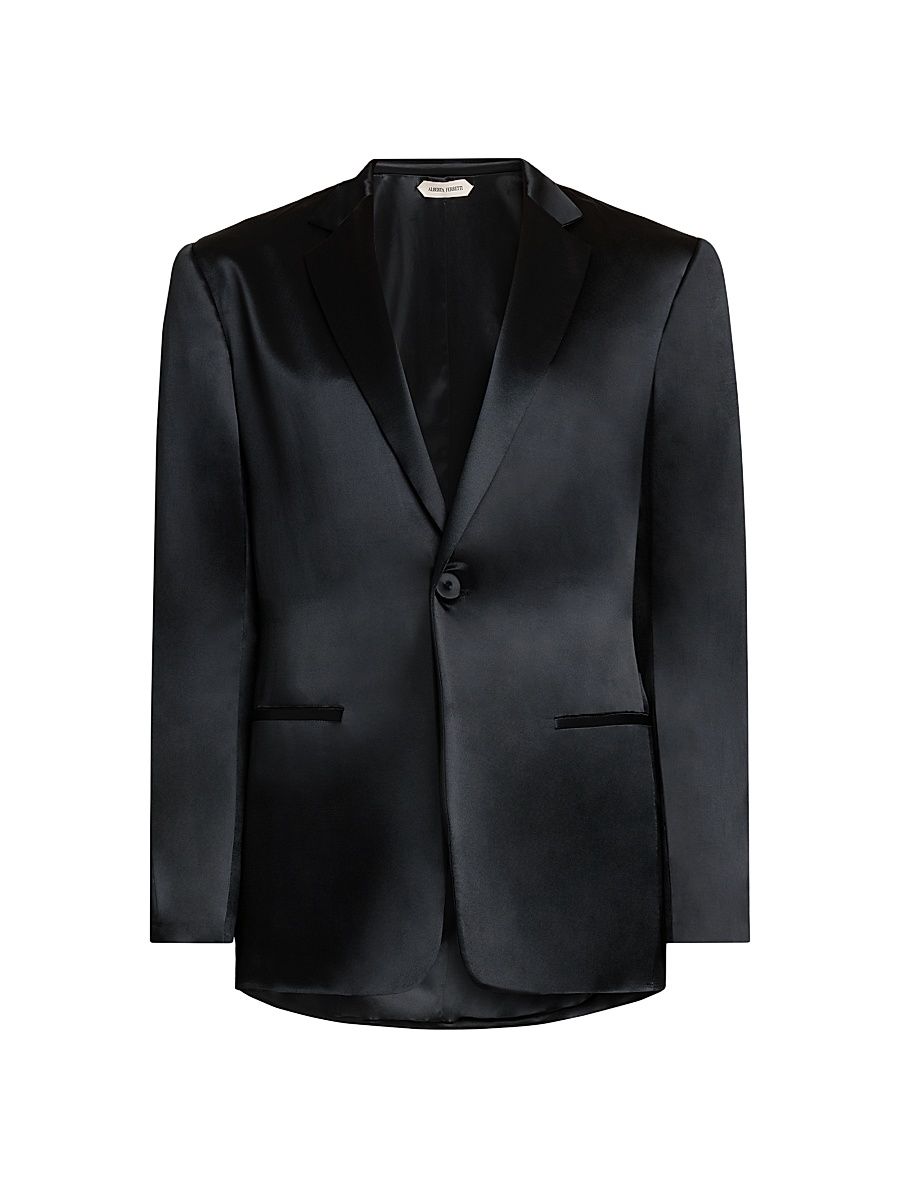 Women's Satin Single-Breasted Jacket - Black - Size 8