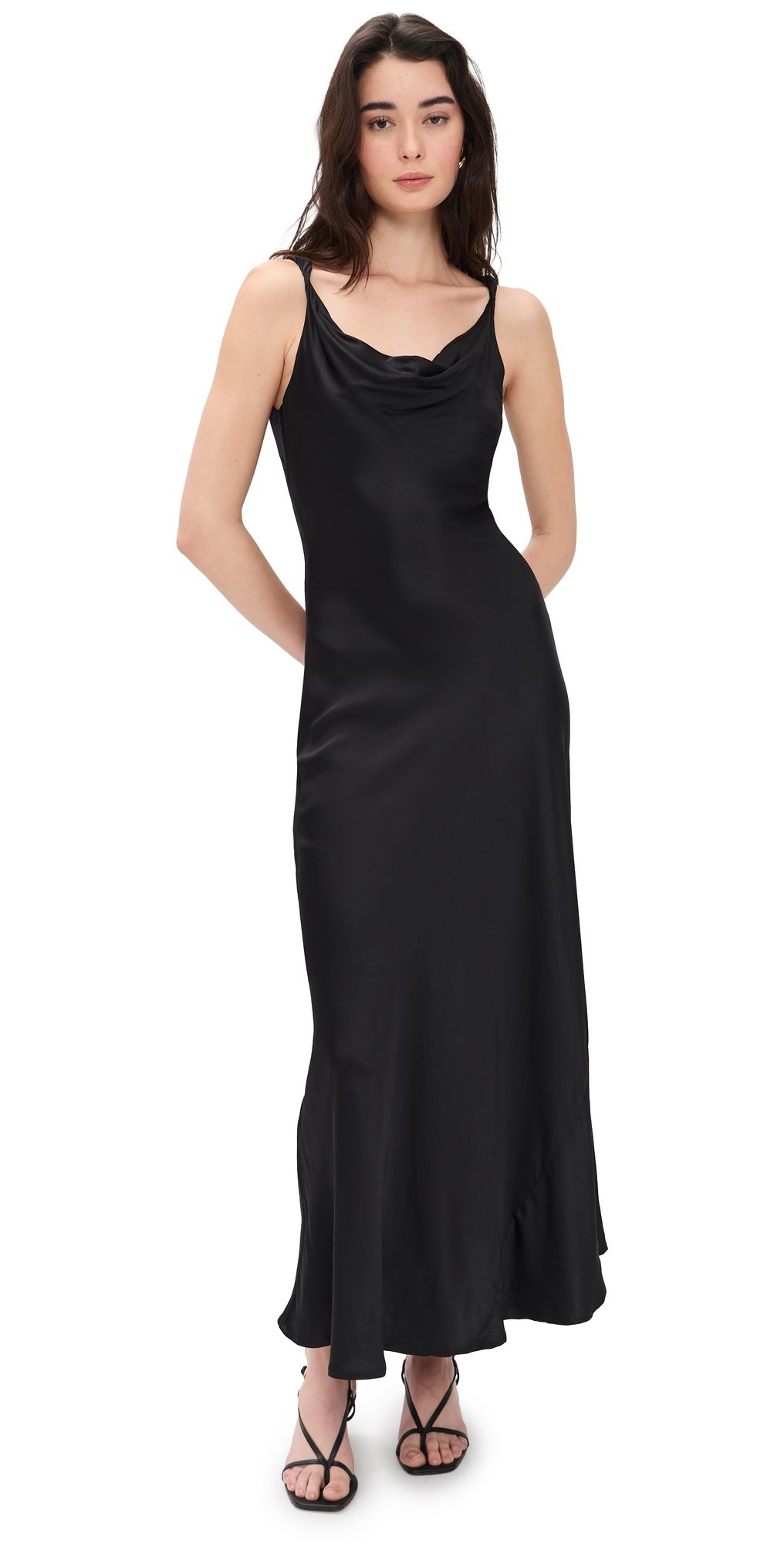 MEIMEIJ Sleeveless Long Biased Cut Dress Nero 40