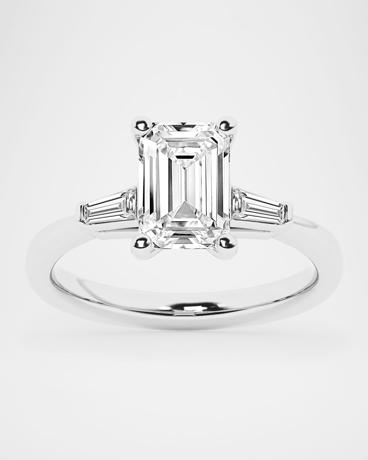 Lab Grown Diamond 18K White Gold Emerald Cut Ring, 3.25tcw, Size 7