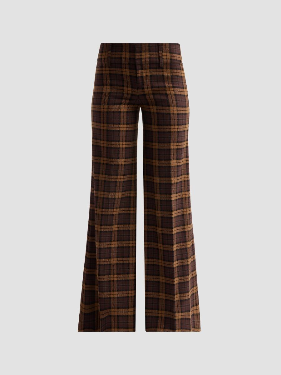 ALICE + OLIVIA Women's Olivia Plaid Wide-Leg Pants - Dark Chocolate Camel - Size 14