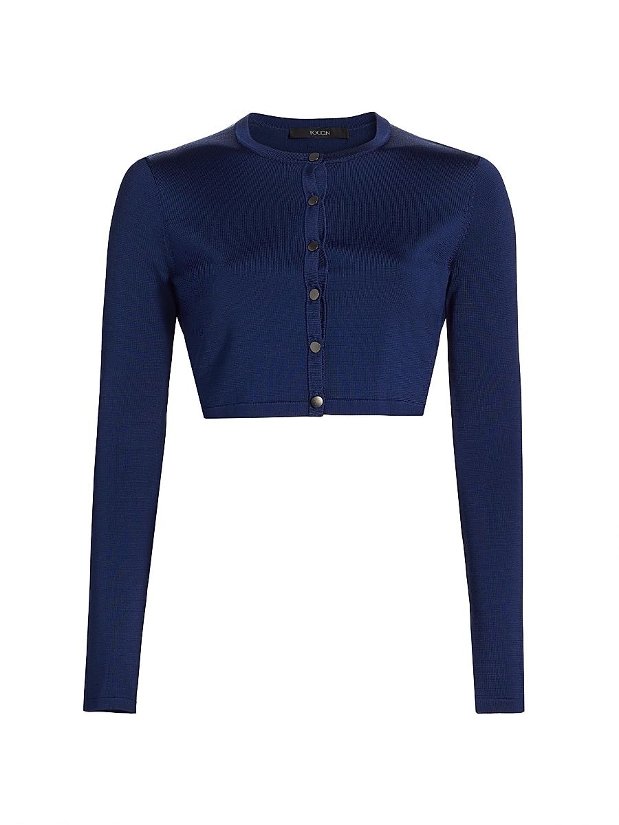 Women's Lyla Crop Cardigan - Navy - Size XL