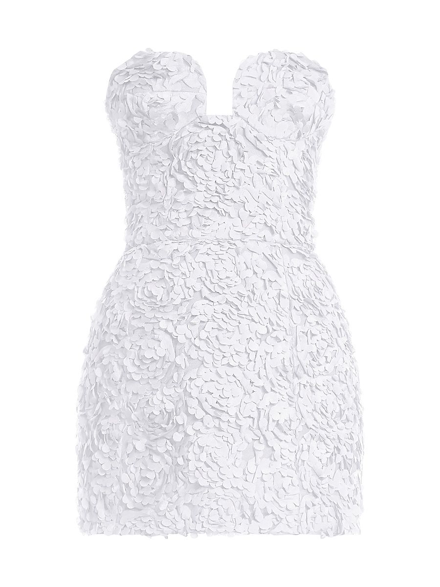 Women's Strapless 3D Floral Minidress - White - Size 14