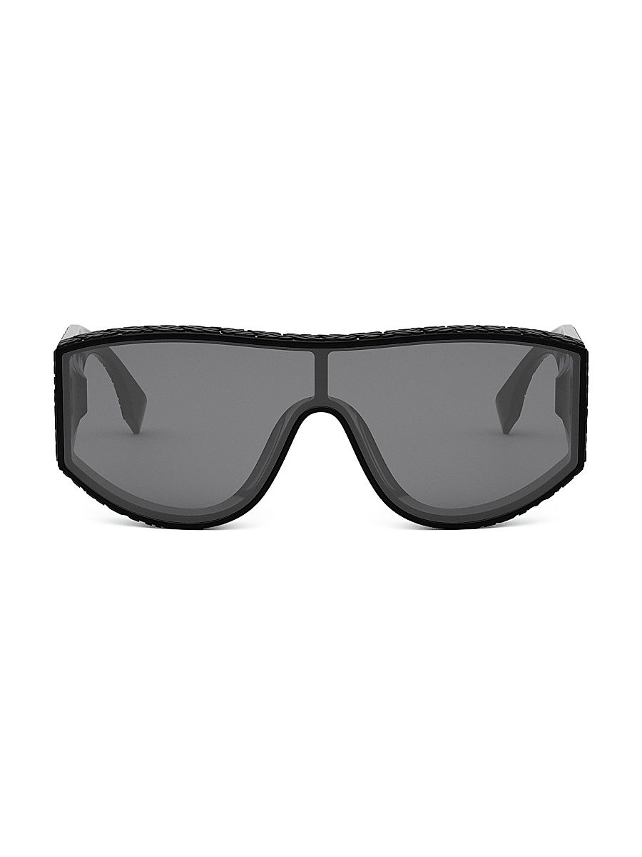 Women's Fendi Lab Mask Sunglasses - Shiny Black Smoke