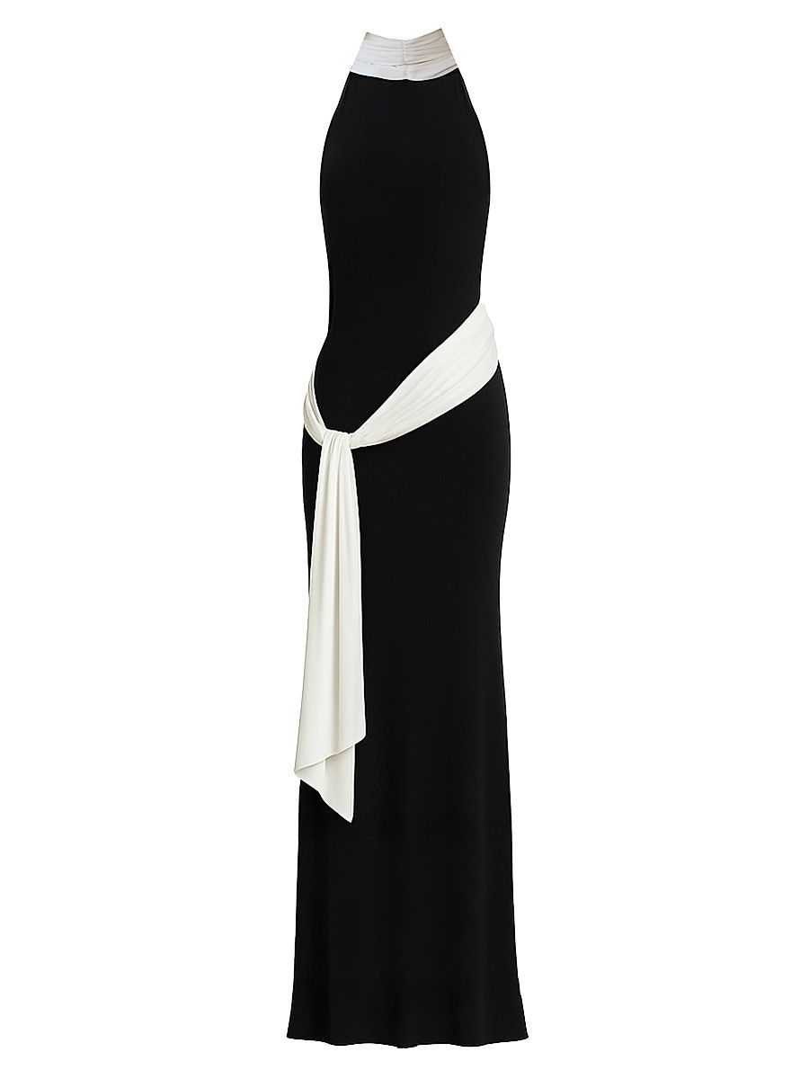 Women's Leia Sash-Detail Jersey Gown - Dark Matter - Size 12