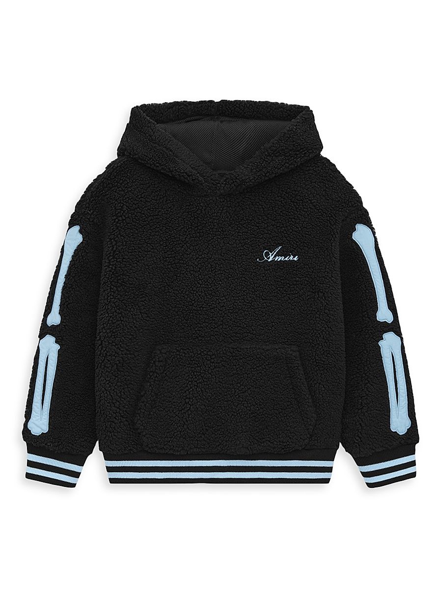 Little Boy's & Boy's Bones Sherpa Fleece Hoodie - Black - Size 4