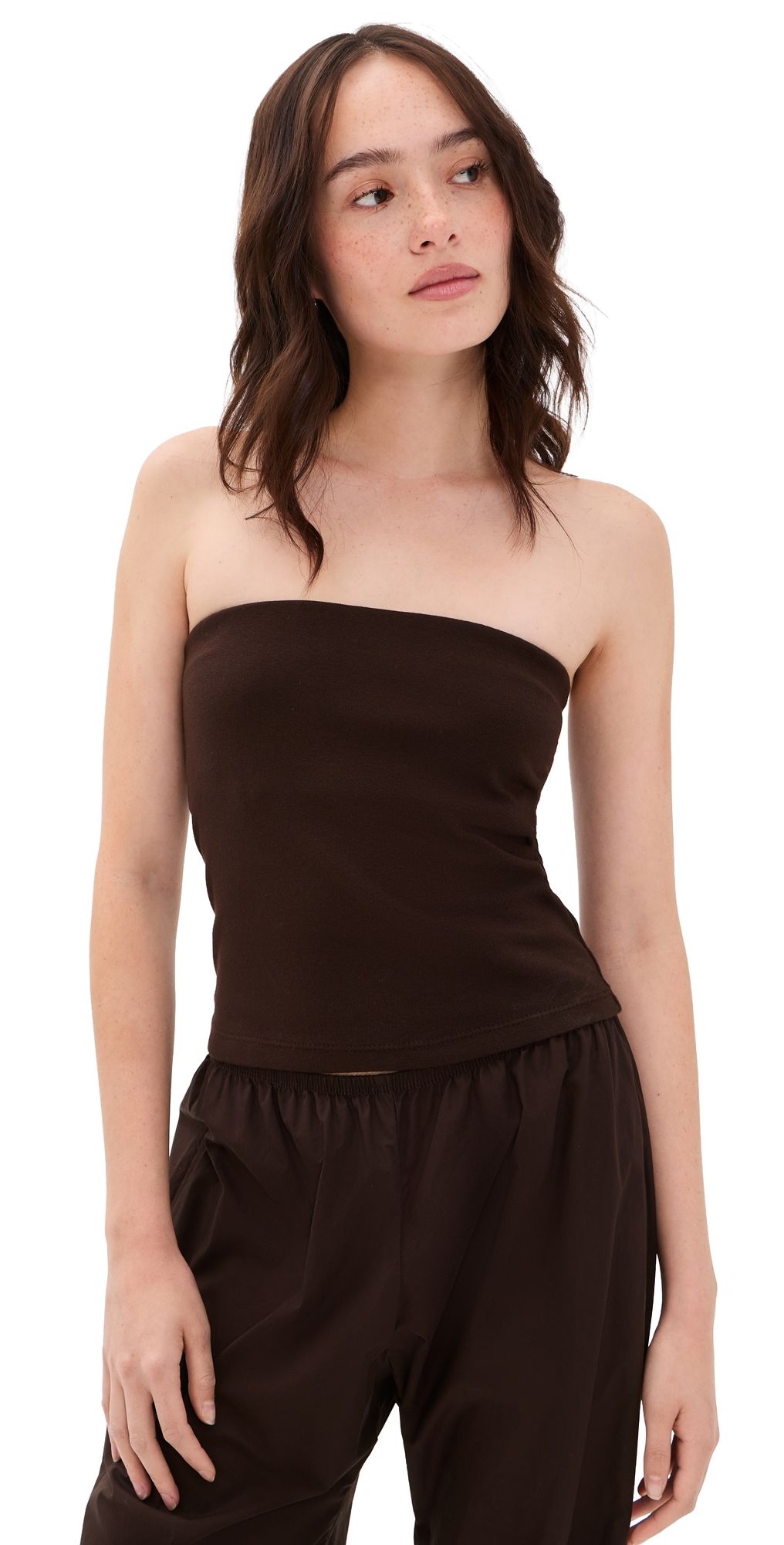 DONNI. The Baby Rib Tube Top Espresso L