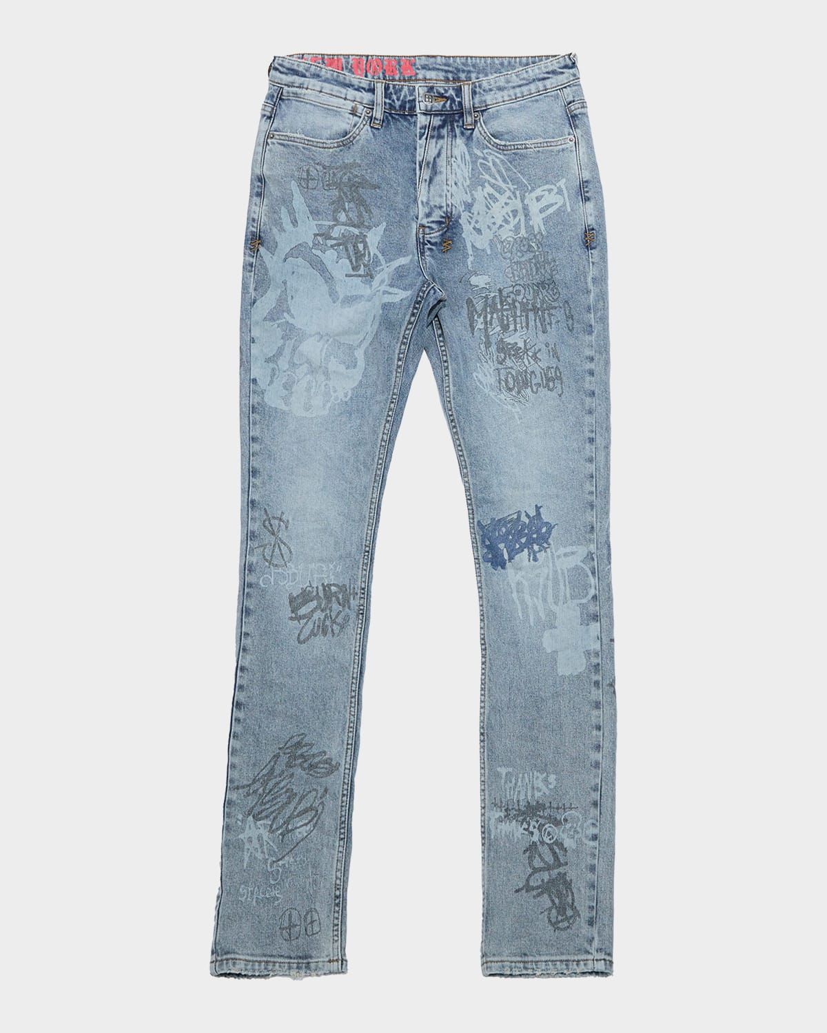 Men & apos;s Van Winkle Graffiti Print Skinny Jeans