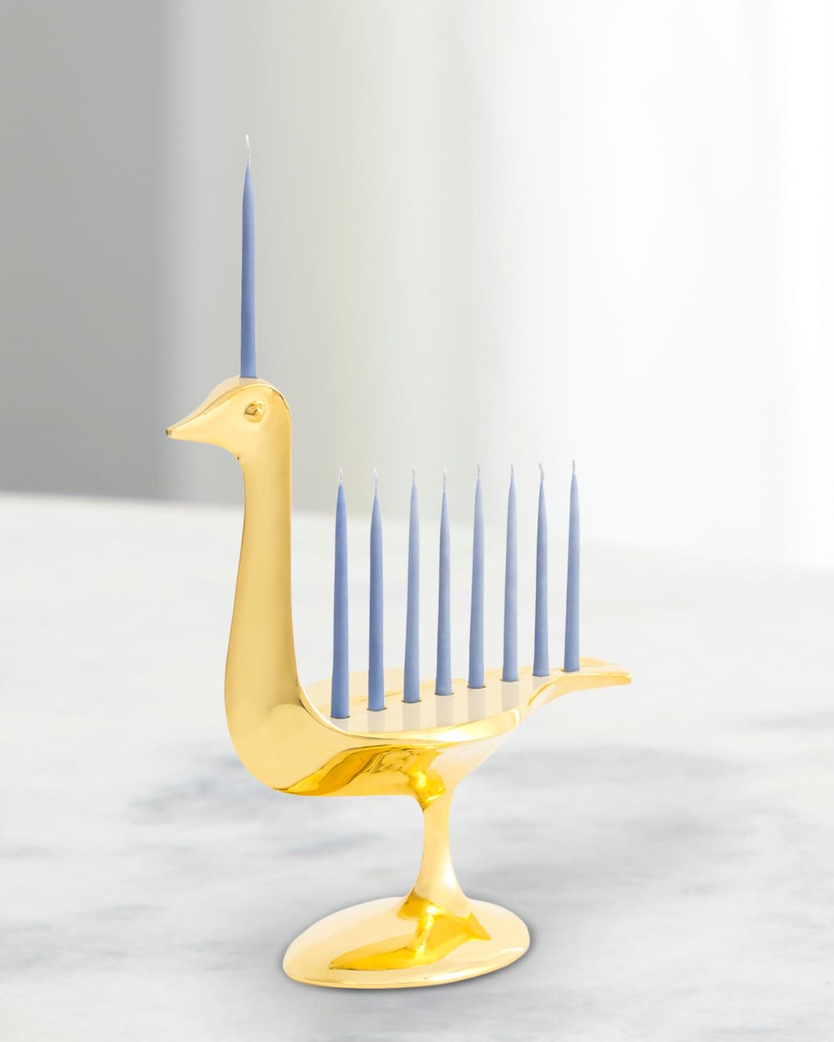 Brass Bird Hanukkah Menorah