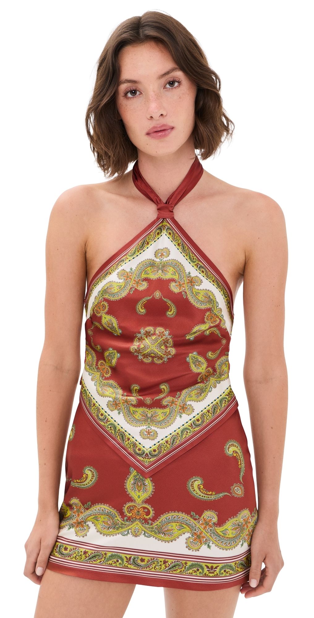 Retrofête Adelaide Mini Dress Rust Paisley XS