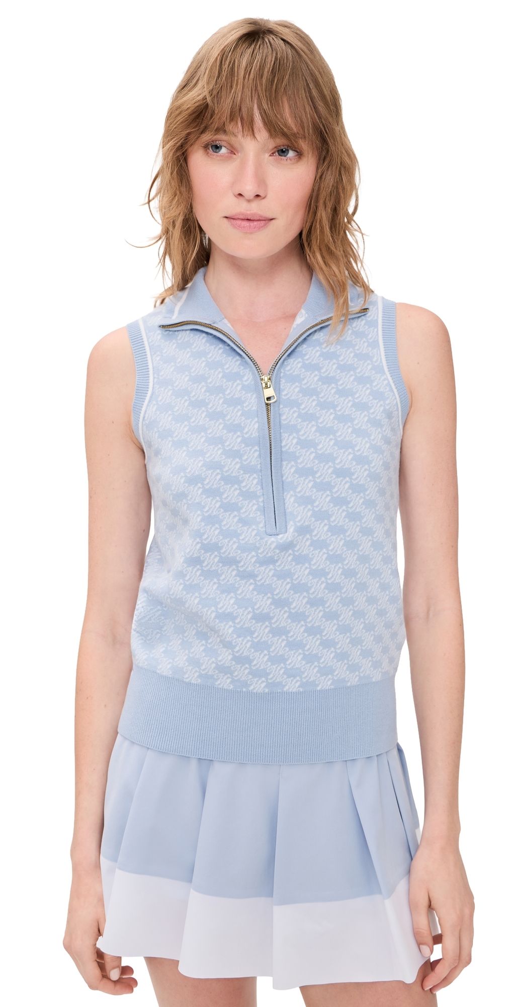 Varley Vincent Half Zip Sweater Vest Xenon Blue/White L