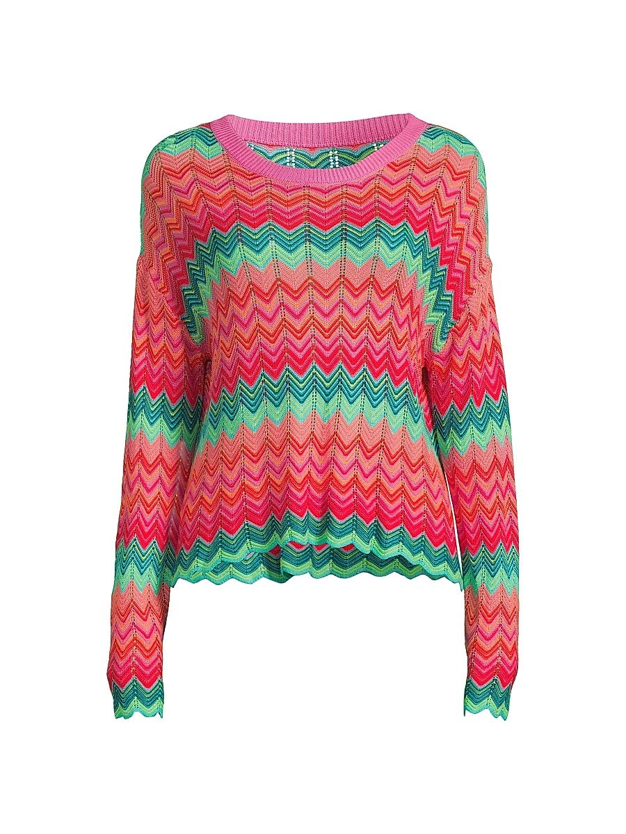 Women's Beach Chevron Knit Sweater - Strawberry Ice Chevron - Size XL
