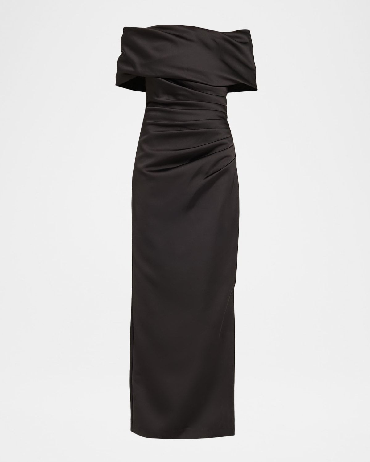 Valencia Pleated Off-Shoulder Column Gown