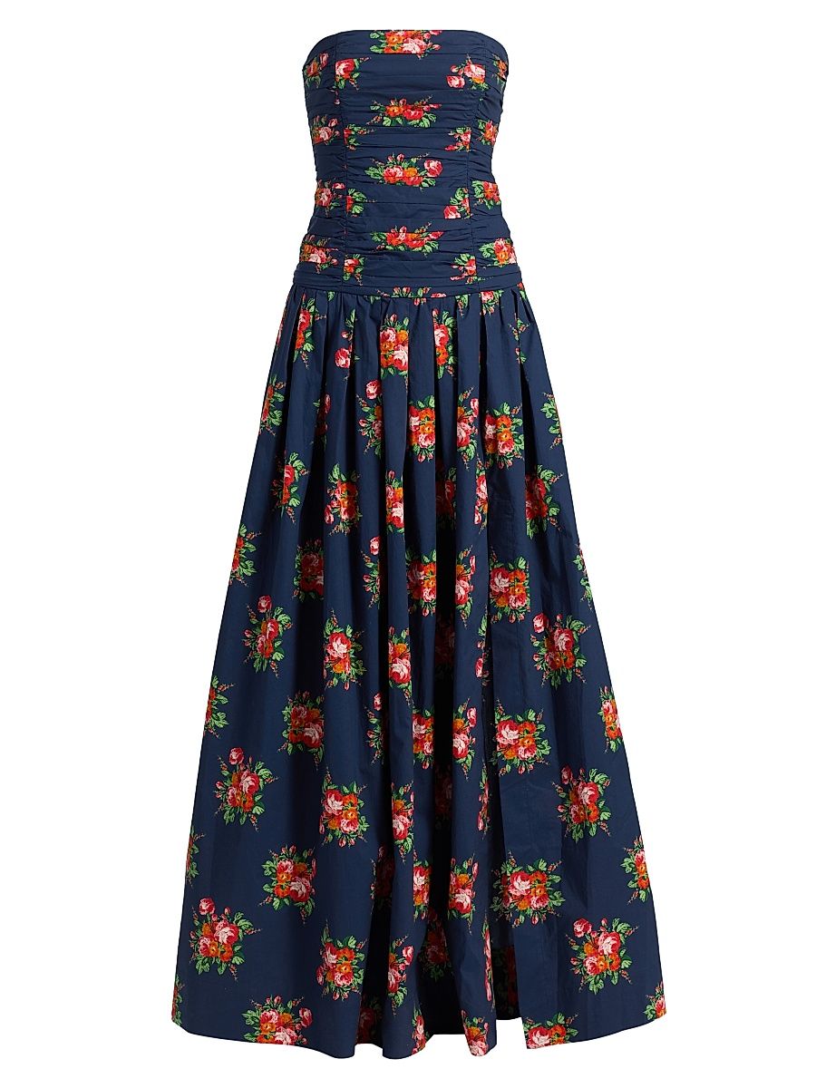 Women's Montreal Floral Strapless Maxi Dress - Gemma Scarf Navy - Size 10