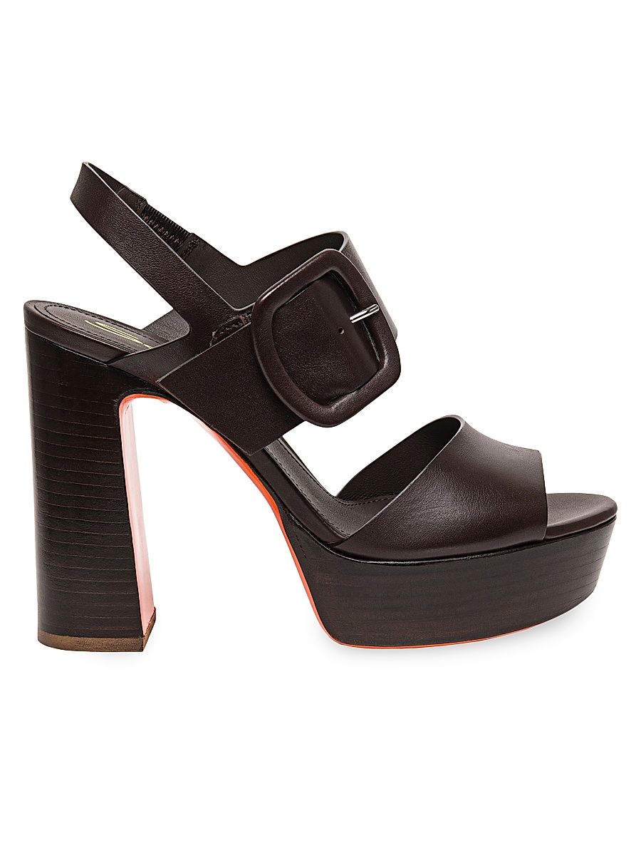 Women's Bruxel 105MM Leather Platform Sandals - Dark Brown - Size 10
