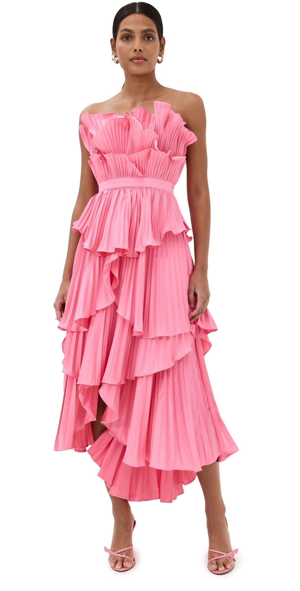 AMUR Judah Scallop Pleated Dress Black 00