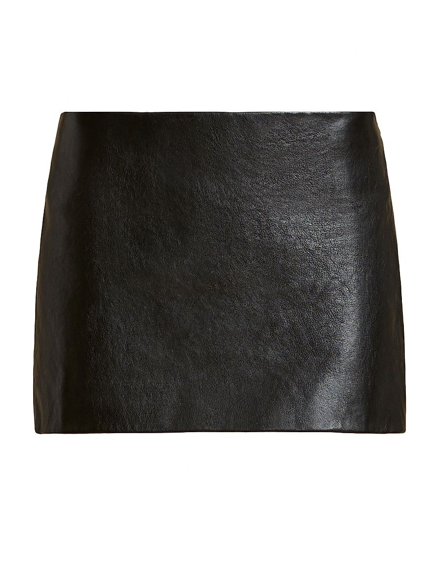 Women's Jett Pebbled Leather Miniskirt - Black - Size 8