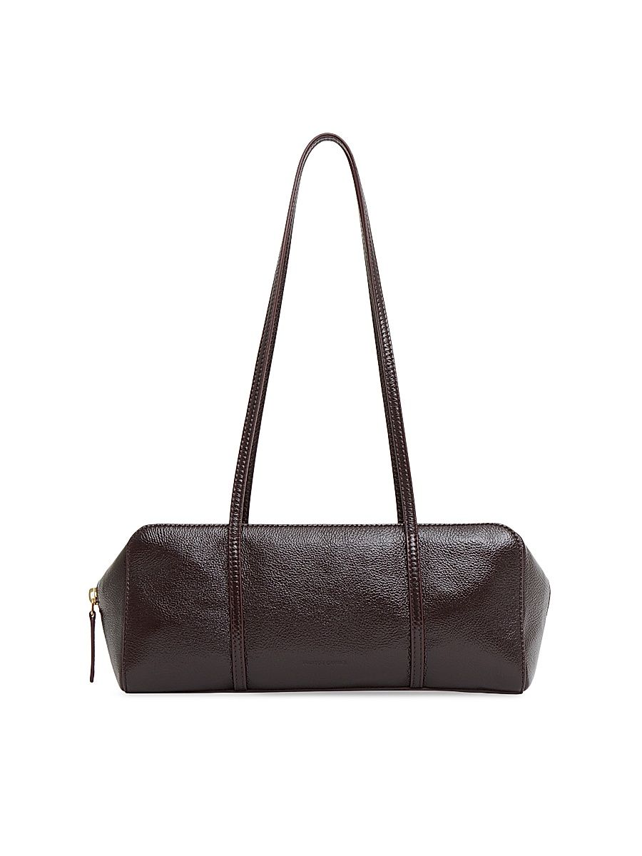 Women's Filo Textured Leather Shoulder Bag - Aubergine