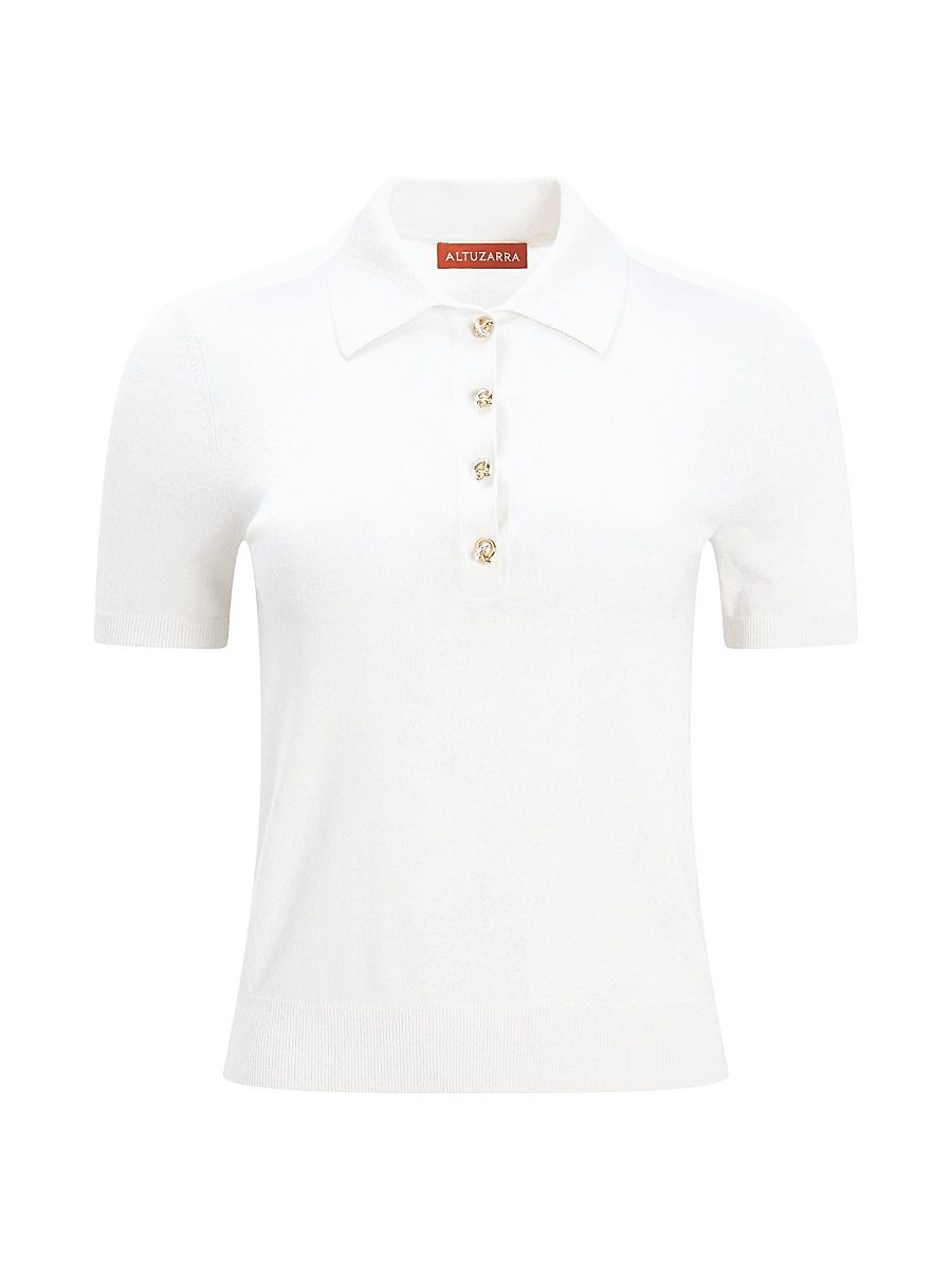 Women's Nemo Wool-Blend Polo Shirt - Ivory - Size XL