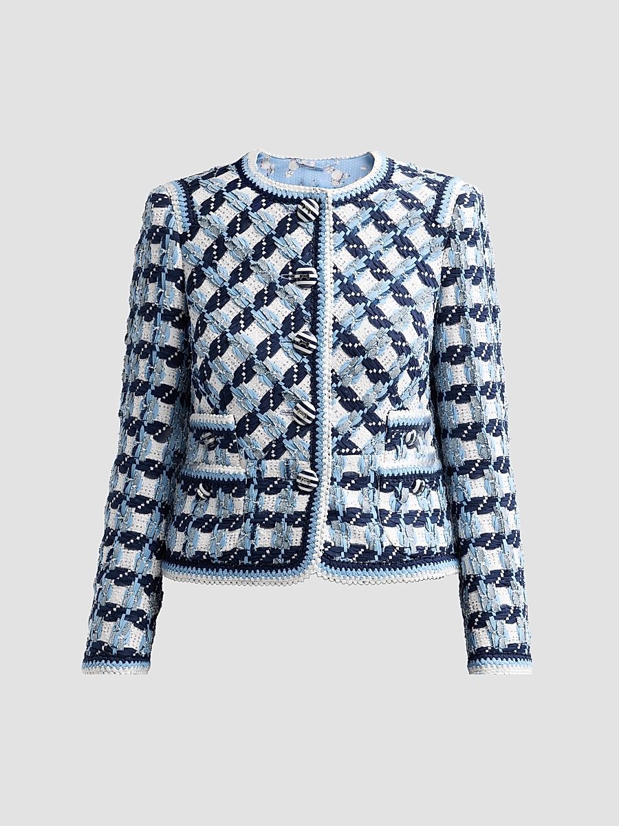 Maison Common Women's Cotton Bouclé Collarless Jacket - Cream - Size 16