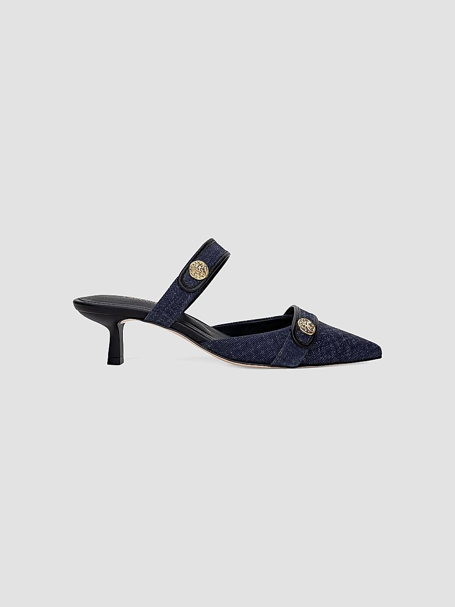Women's Gilliane 45MM Button-Detail Denim Pumps - Denim - Size 11