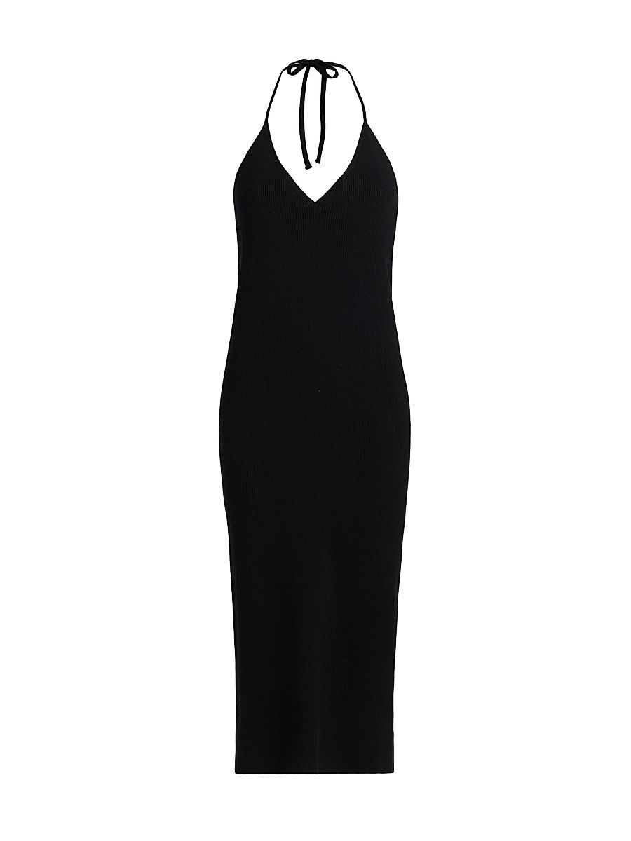 Women's Halter Wool Midi-Dress - Black - Size 10