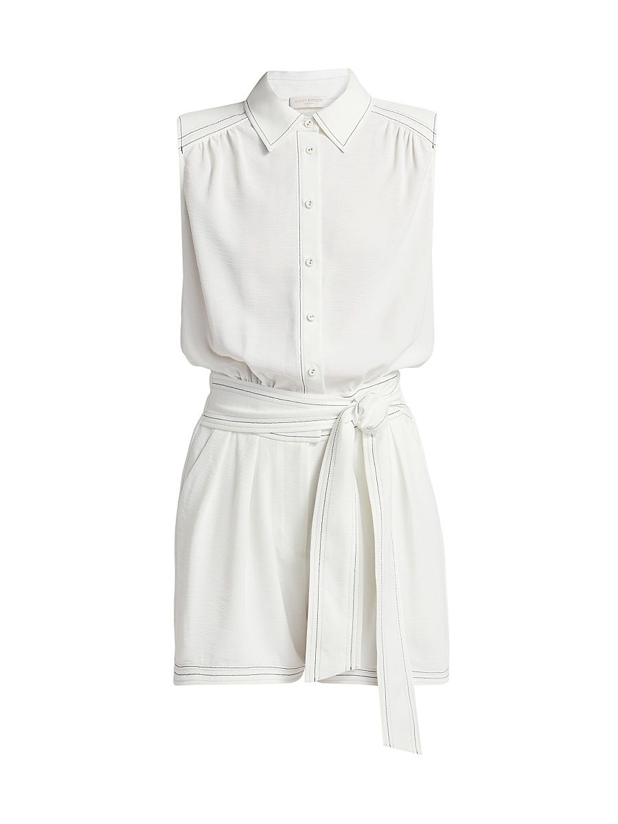 Women's Paz Sleeveless Belted Romper - Ivory - Size Medium