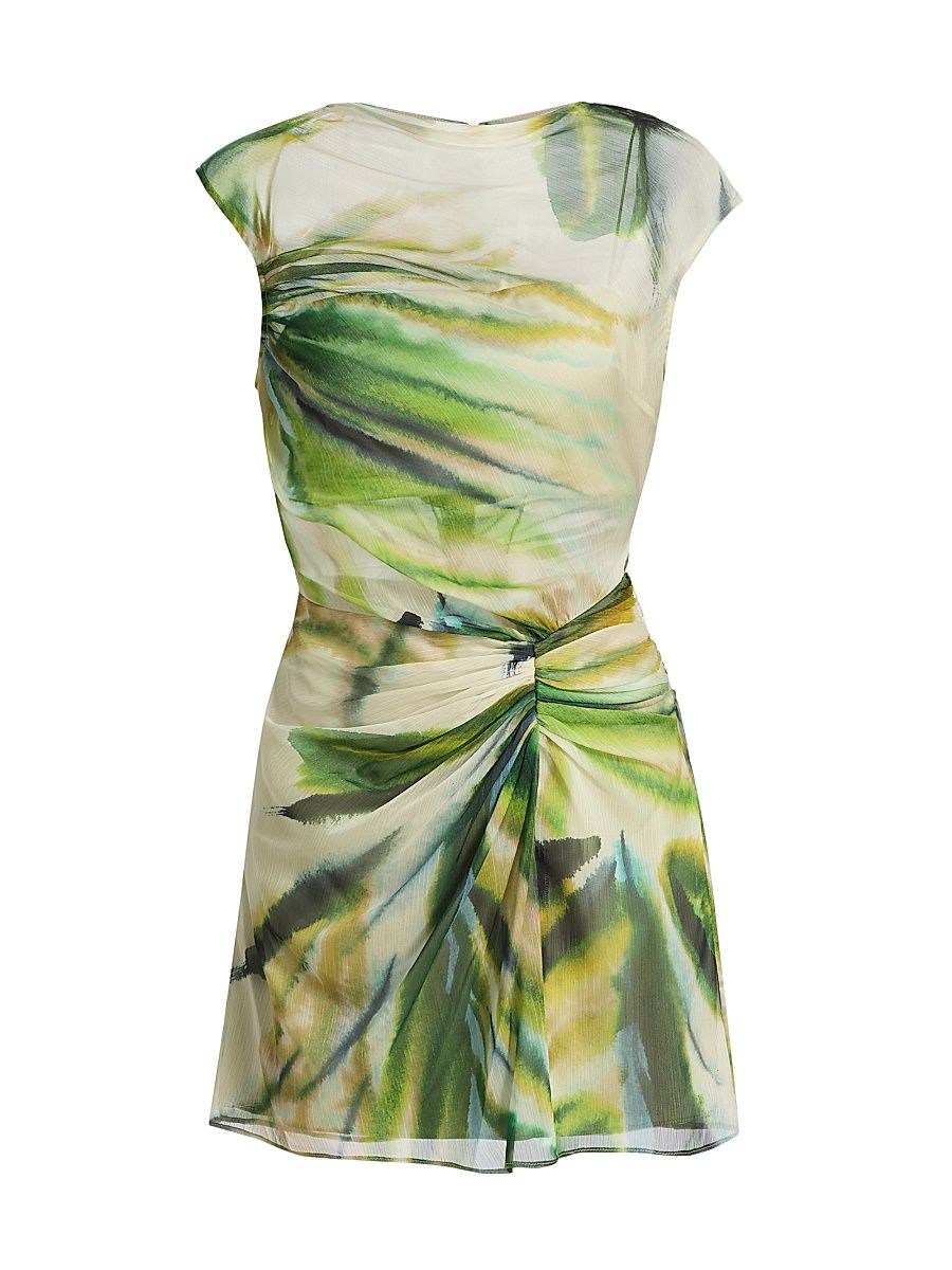 Women's Zuma Printed Sheer Minidress - Verdant Palm - Size 12