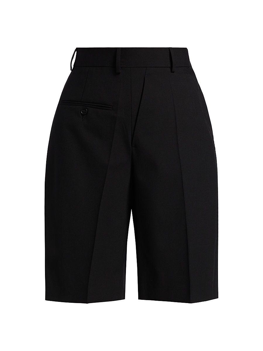 Women's Tailored Wool-Blend Bermuda Shorts - Black - Size 8