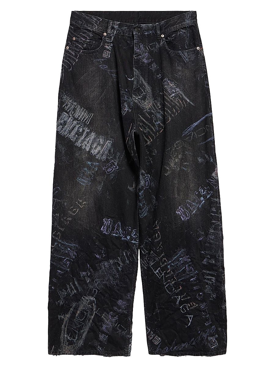 Men's Minimal Baggy Jeans - Black - Size XL