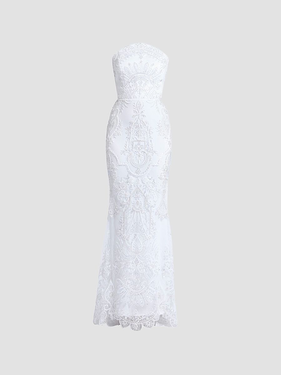 Women's Ithaca Lace Strapless Gown - Fleur De Lune - Size 8