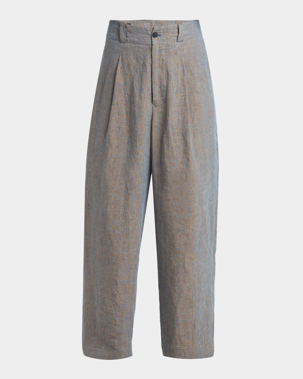 Men & apos;s Linen Pleated Wide-Leg Trousers