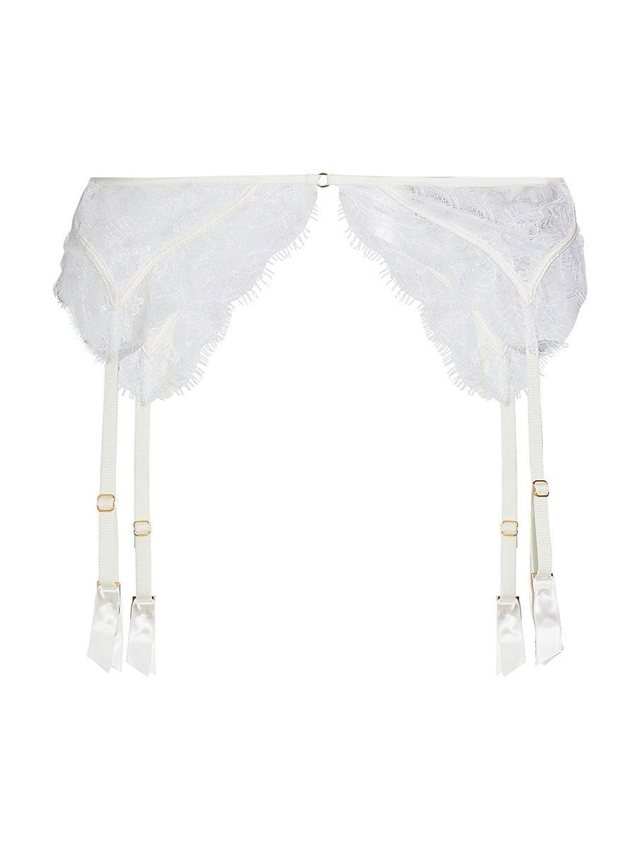 Women's Lace Inset Garter Belt - Ivory - Size Large