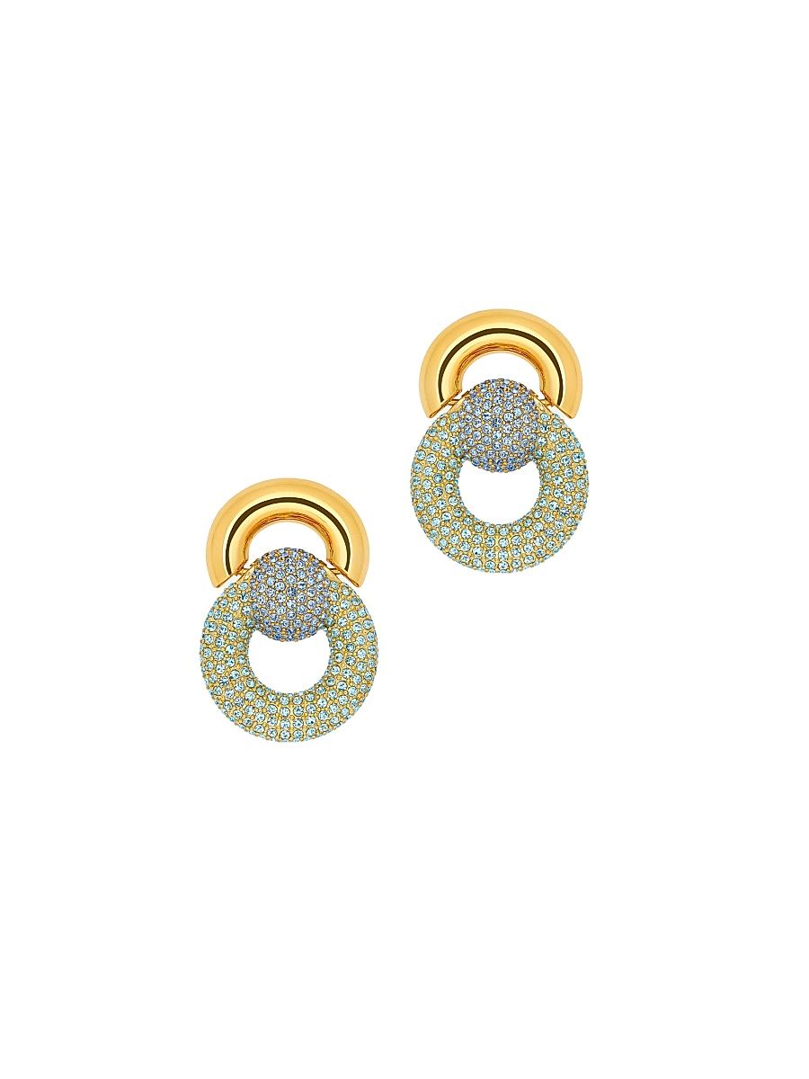 Women's 24K-Gold-Plated Brass & Rhinestone Drop Earrings - Light Sapphire