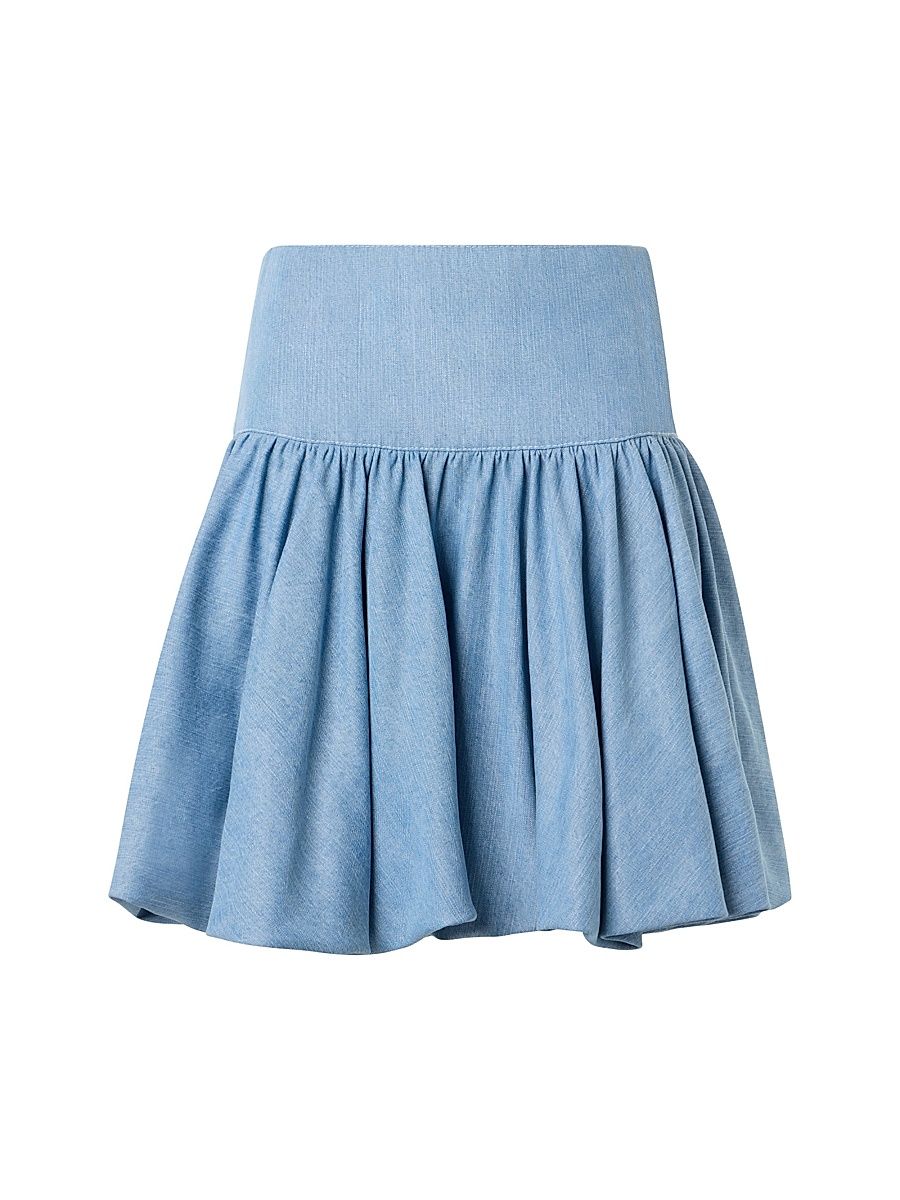 Women's Washed Denim A-Line Miniskirt - Sky Blue Denim - Size 10